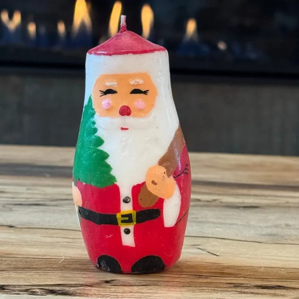 Vintage 1950s Santa Claus Candles Lot of 3, Retro Mid Century Christmas Figural